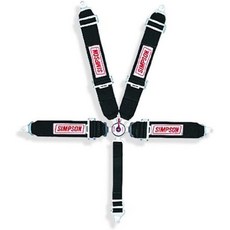 레이싱 안전벨트 하네스 Simpson Racing 29104BK 캠-락 블랙 풀업 플로어 마운트 개별 5포인트 하네스 시스