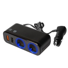 진가로 퀄컴 고속충전 USB 파워소켓 2소켓 + 2USB 케이블 플러그형 블랙