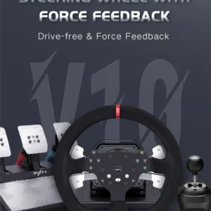 PXN 포스 피드백 레이싱 휠 게임용 스티어링 휠 볼란테 PC, PC 컴퓨터, PS4, XBOX용 홀 마그네틱 페달 포함, V10, 3 인 1
